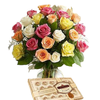 25 colorful roses with chokolates | Flower Delivery Bryansk