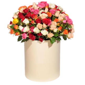 Mixed roses in a hatbox | Flower Delivery Bryansk